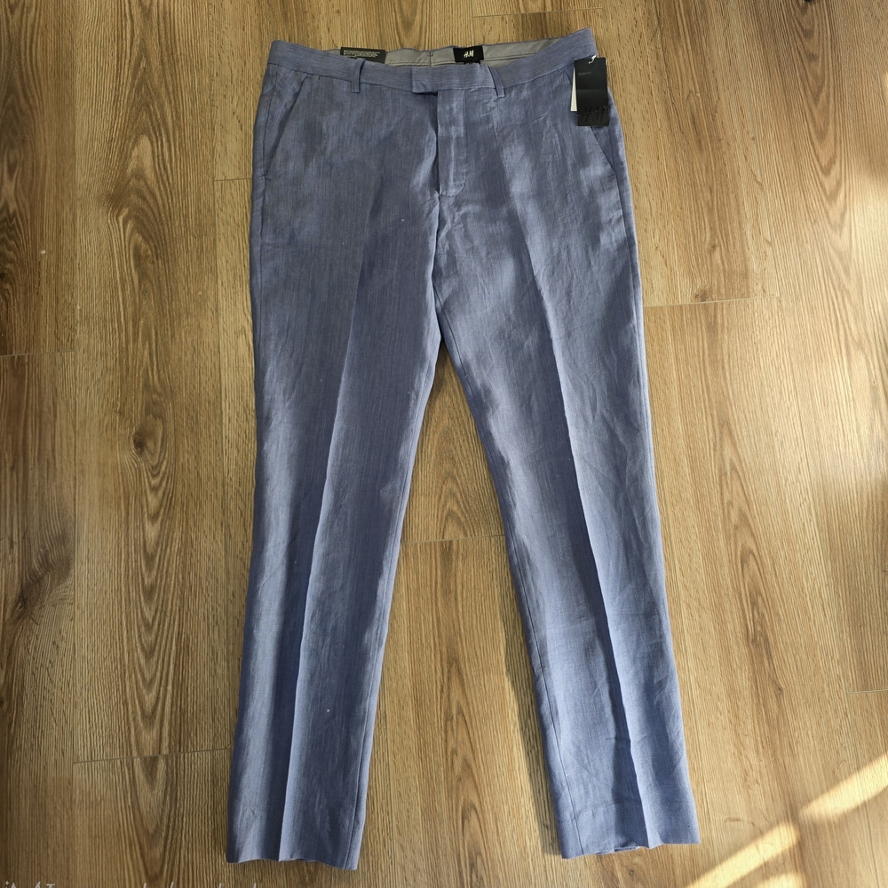 Men's Blue Linen Pants